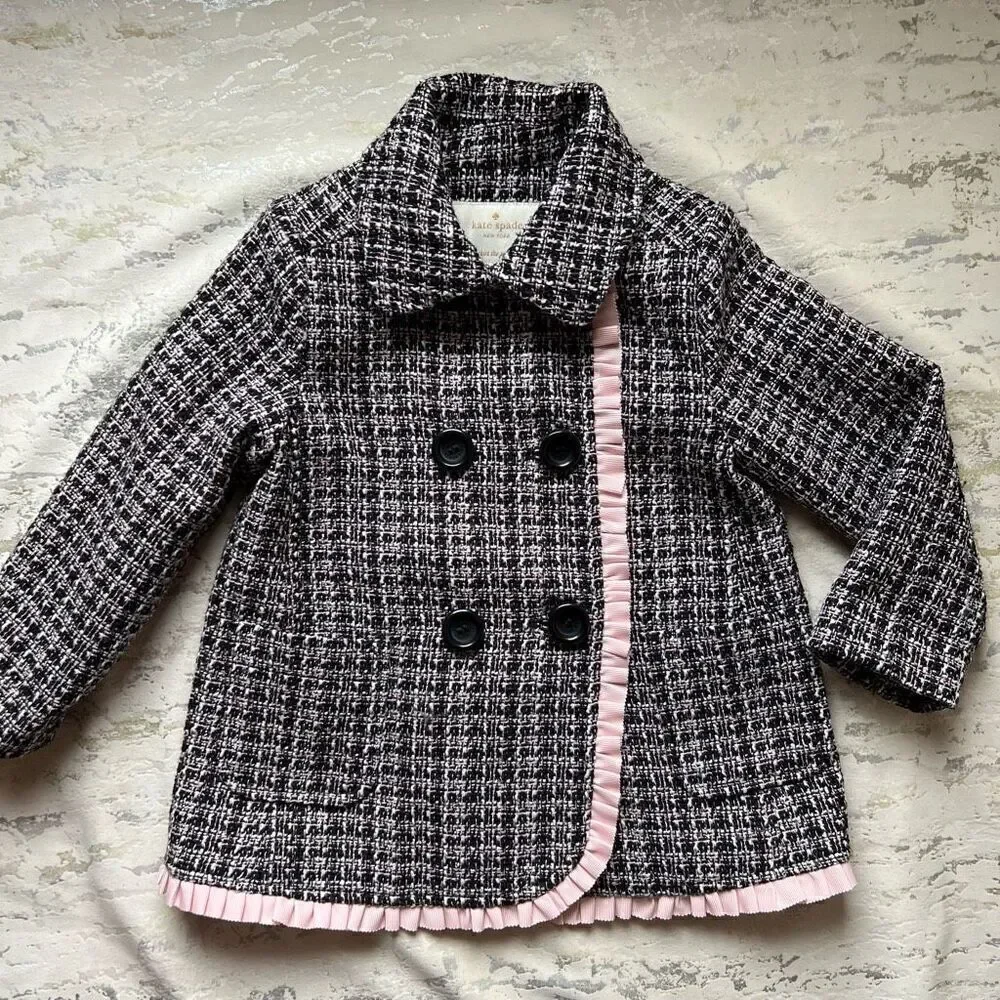 Kate Spade New York Baby Girls' Tweed Coat black